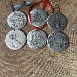 Lot 6 Wendell August aluminum Christmas tree ornaments